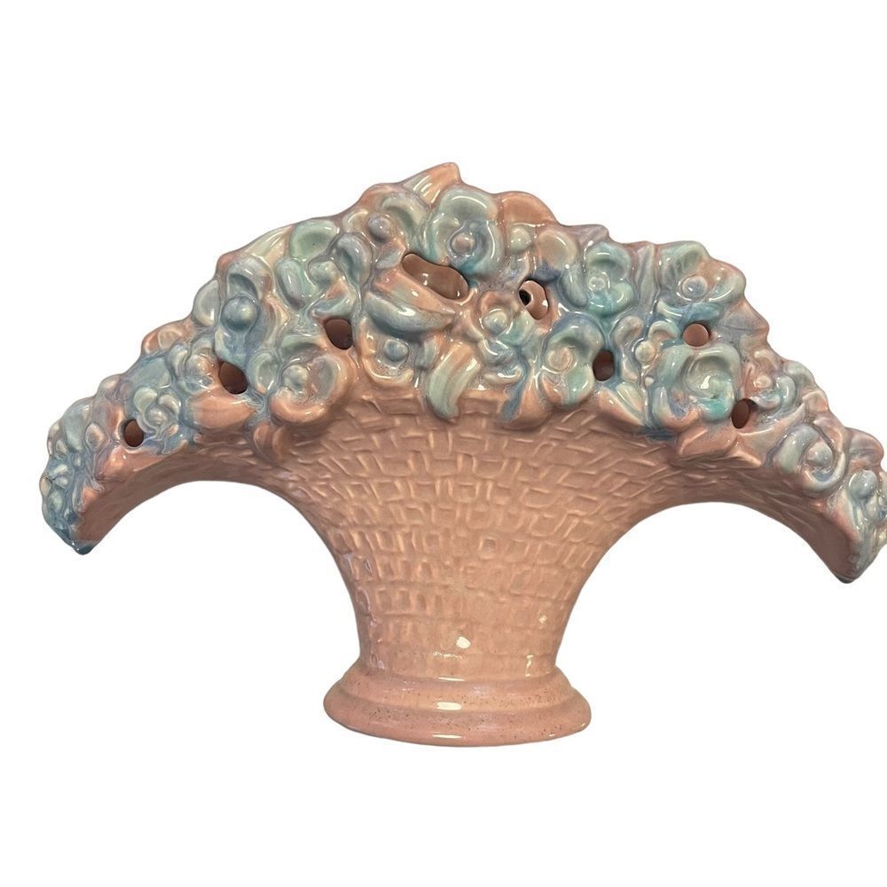 Vintage Royal Haeger Pottery Mauve Agate Flower Fan Vase - Picture 4 of 7